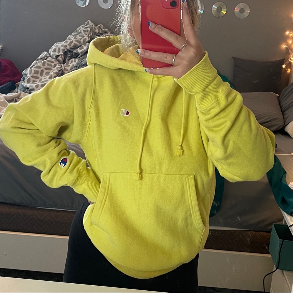 Yellow Champion Reverse Weave Hoodie